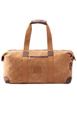 Vintage Duffel Bag - Weekender, Reisetasche 19L, Tragetasche, Canvas Baumwolle, Schultertasche mit Schultergurt (M13) (Rough Sand) von Manufaktur13