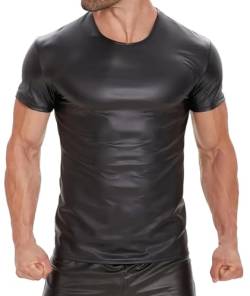 Latex ähnliches Herren Shirt 1/2 Arm - Kunstleder Shirt - Grösse XL von Manview