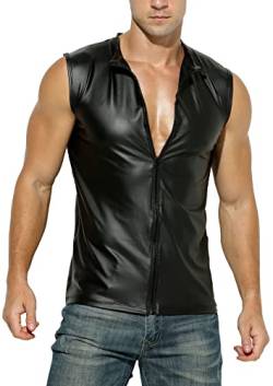 Manview Latex ähnliches Herren Top - Kunstleder Top mit Reissverschluss - Grösse S von Manview