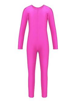 Manyakai Ballettanzug Mädchen Langarm Stretch Gymnastik Body Ganzkörper Ganzkörperanzug Stehkragen Overall Jumpsuit Unitard Dancewear Rose 134-140 von Manyakai