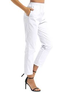 Manyakai Damen OP-Hose Loose Fit Medizinische Schlupfhose Schwesternhose Pflegehose Krankenschwester Arbeitshose Medizin Uniform Weiß L von Manyakai