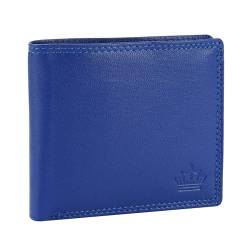 Manza Geldbeutel Herren Geldbörse Rindleder Börse Echtes Leder Portemonnaie RFID Schutz Querformat (Blau) von Manza