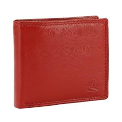 Manza Geldbeutel Herren Geldbörse Rindleder Börse Echtes Leder Portemonnaie RFID Schutz Querformat (Rot) von Manza
