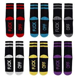 MaoXinTek Lustige Socken Buchstabe Print Fuck-Off Sportsocken Muster Casual Brief Bestickt Wein Socken Herren Damen, Geschenk zum Weihnachten 6 Packs von MaoXinTek