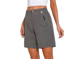 Mapamyumco Damen Stretch Quick Dry Shorts für Wandern, Camping, Reisen Grau S von Mapamyumco