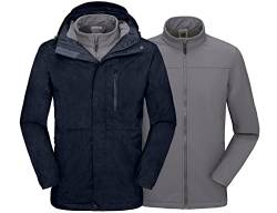 Mapamyumco Herren Soft Shell Jacke Winterjacke 3 in 1 wasserdichte Skijacke WindjackeFleecefutter Regen und Schnee Outdoor Marineblau M von Mapamyumco