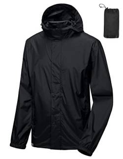 Mapamyumco Men's Lightweight Packable Waterproof Rain Jacket with Hood Schwarz XXL von Mapamyumco