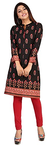 Maple Clothing Indische Kurtis für Frauen Lange Kurta Indien Tunika Tops, schwarz, XXX-Large von MapleClothing
