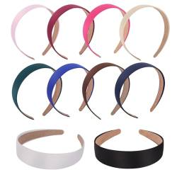 MapofBeauty 10 Stücke Nicht Slip Haarfasern Bands DIY Multi Farbe Kopf Bande Modisch und Stilvoll Urlaub Satin Headbands von MapofBeauty