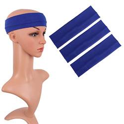 MapofBeauty 3 Pack Yoga Headbands Stretchy Cotton Kopf Bande Hairwarp Sport Laufen Exercise Gym (Blau) von MapofBeauty