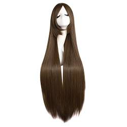 MapofBeauty 39"/100cm Modische Frauen lange glatte Haare Perücke (Braun) von MapofBeauty