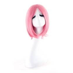 MapofBeauty Kunststoff kurze gerade Anime Kostüm Cosplay Perücke (rosa) von MapofBeauty
