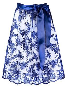 MarJo Dirndlschürze Rebecca dunkelblau | Schöne Spitzenschürze für Dirndl in blau | Spitze 65cm Länge L von MarJo Glorious Collection