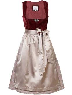 Marjo Dirndl Fenja 65er Länge rot | Jacquard schlicht elegant | Samt Midi Gr. 40 von MarJo Glorious Collection