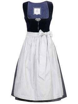 Marjo Dirndl Heidi 75er Länge dunkelblau | Samt-Dirndl schlicht elegant | Damen Midi Gr 40 von MarJo Glorious Collection