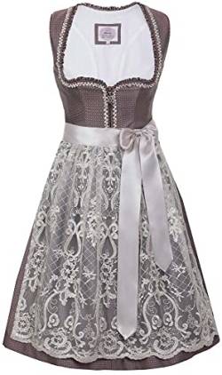 Marjo Dirndl Henrike Rosenholz Damen | 58cm Länge Knielang | Jacquard Spitzenschürze Gr 32 von MarJo Glorious Collection