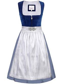 Marjo Dirndl Inka 65er Länge blau | Mididirndl Samt schlicht elegant | Damen Gr. 44 von MarJo Glorious Collection