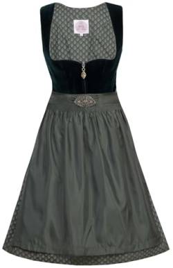 Marjo Samt-Dirndl Pia 58cm Länge Tanne | Dirndl Knielang grün schlicht elegant | Damen dunkelgrün Gr 42 von MarJo Glorious Collection