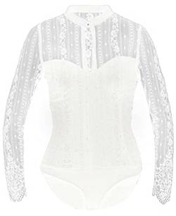 MarJo Graceful Spitzenbody Lavita-Madlenka | Trachtenbody aus Spitze Langarm | Body weiß Gr. 34 von MarJo Graceful