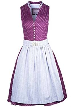 Marjo Dirndl Lisa Bordeaux brombeer grau | Hochgeschlossener V-Ausschnitt | Knielang 58cm Rocklänge | Baumwolle Damen Gr 34 von MarJo Graceful