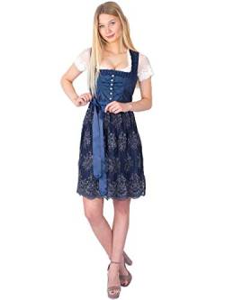 Marjo Dirndl Gerlisa 58er Länge deep Ocean dunkelblau Perlenschürze (58er Länge dunkelblau, 40) von MarJo