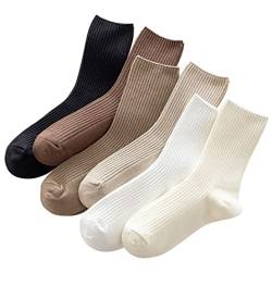 MarJunSep Süße Damen-Socken aus Baumwolle, neutral, ästhetisch, lässig, für Damen und Mädchen, Granola Essentials, 6 Paar, 6 Farben, Medium von MarJunSep