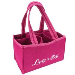 Marabella Filztasche Lady Bag Handtasche mit 6 Fächern in pink Filz Frauenhandtasche von Marabella