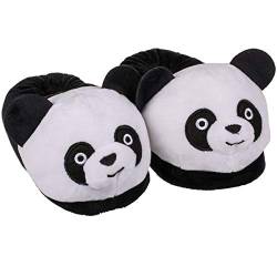 Marabella Panda Kuschel Hausschuhe schwarz/weiß Gr. 31-42 Fun Kinderhausschuhe, Schuhgröße:31-32 von Marabella