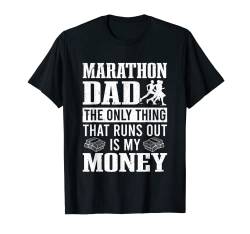 Herren Papa Das Einzigste Was Weg Rennt Ist Geld Marathonläufer T-Shirt von Marathon Geschenke Mann Jogging Outfit
