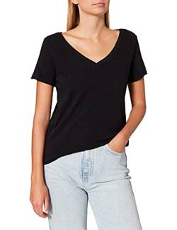 Marc O'Polo Denim Damen T-Shirt mit V-Ausschnitt, bequemes Oberteil aus Bio Baumwolle, urbanes Kurzarmshirt für Frauen, Schwarz (990), S von Marc O'Polo