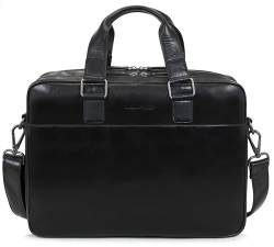 Marc Peter® Sydney Lehrertasche Herren Leder Aktentasche Laptoptasche Bürotasche Businesstasche groß XXL Umhängetasche Schwarz Leder von Marc Peter