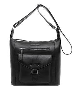 Marc Peter Melbourne Damen Schultertasche I Damen handtasche aus Nappaleder I Vintage Umhängetasche Schwarz von Marc Peter