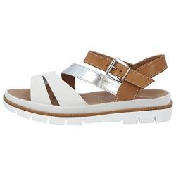 Marc Shoes Damen Ayane Sandale, Leather White-Brown, 39 EU von Marc Shoes