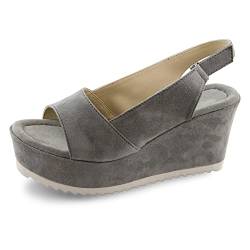 Marc Shoes Juna, Damen Plateausandalen, Grau (Kid Suede Light Grey 00740), 37 EU (4.5 UK) von Marc Shoes