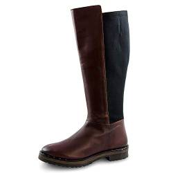 Marc Shoes Macarena, Damen Hohe Stiefel, Rot (Cow Crust-Stretch Bordo-Black 00895), 42 EU (8 UK) von Marc Shoes