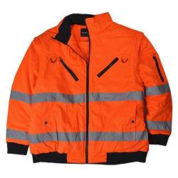 Marc&Mark Herren Übergrößen 2 in 1 Warnschutzjacke/Wetterjacke orange, XL Größe:6XL von Marc&Mark