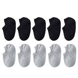 Marchare Baby No Show Socken aus Baumwolle mit rutschfester Sohle 12-24 Monate im Niedrigschnitt-Stil für Mädchen, Jungen,Schwarz/Grau 10er-Pack. von Marchare