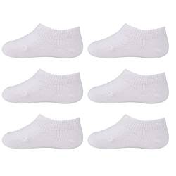 Marchare Baby No Show Socken aus Baumwolle mit rutschfester Sohle 6-12 Monate im Niedrigschnitt-Stil für Mädchen, Jungen,Weiß 6er-Pack. von Marchare