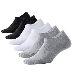 Marchare Herren No Show Socken 6 Paare Baumwoll Unsichtbare Low-Cut Sneaker Socken mit rutschfester Griff kurzen Socken, Schwarz/Weiß/Grau Größe 40-43 von Marchare