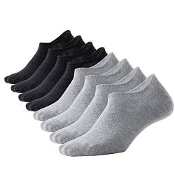 Marchare Herren No Show Socken 6 Paare Baumwoll Unsichtbare Low-Cut Socken mit rutschfester Mesh kurzen Socken, Schwarz/Grau Größe 40-43 von Marchare