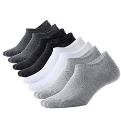 Marchare Herren No Show Socken 8 Paare Unsichtbare Low-Cut Sneaker Socken mit rutschfesten kurzen Socken Schwarz/Weiß/Hellgrau/Anthrazit Größe 40-43 von Marchare