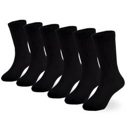 Marchare Jungen Socken Kinder gepolstert Crew Socken Mädchen dicke Baumwolle sportliche Socken schwarz 6 Pack 5-7 Jahre laufen von Marchare