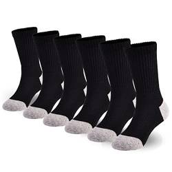 Marchare Jungen Socken Kinder gepolstert Crew Socken Mädchen dicke Baumwolle sportliche Socken schwarz und grau 6 Pack 10-14 Jahre laufen von Marchare