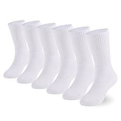 Marchare Jungensocken Kinder Gepolsterte Crew-Socken Mädchen Dicke Baumwoll-Athletik-Laufsocken Weiß 6er-Pack 5-7 Jahre. von Marchare