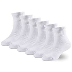 Marchare Jungensocken Kinder Gepolsterte Crew Socken Mädchen Dicke Baumwoll-Sportsocken 10-14 Jahre Weiß 6er-Pack von Marchare