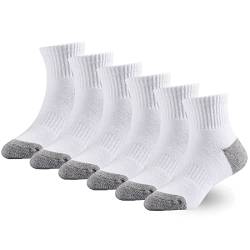 Marchare Jungensocken Kinder Gepolsterte Crew Socken Mädchen Dicke Baumwoll-Sportsocken 10-14 Jahre Weiß und Grau 6er-Pack von Marchare