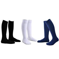 Marchare Mädchen Kniestrümpfe Kinder Jungen Schuluniform nahtlose Baumwollsocken 3-5 Jahre Strümpfe Weiß/Schwarz/Marine 3 Pack von Marchare