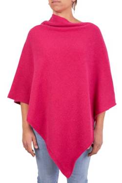 Kaschmirmischung Poncho Frau Made in Italy Merinowolle Kaschmir Schwarz Beige Weiß Blau Grau Strick Umhang Schal One Size Geschenk Winterkleidung Pashmina, fuchsia, Einheitsgröße von Marenza