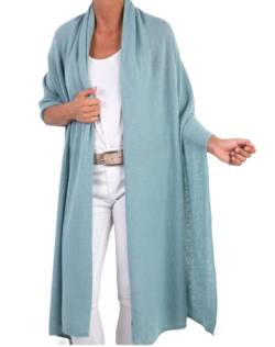 Stola Gemischte Kaschmir Damen Made In Italy Merinowolle Kaschmir Schwarz Beige Weiß Grau Schal Herren Warm Schal Einheitsgröße Umhang Pashmina Schulterbezug, Teal, Einheitsgröße von Marenza