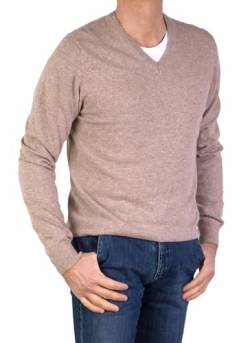 V-Ausschnitt für Herren, aus Kaschmir-Seide, hergestellt in Italien, langärmeliger Pullover aus Merinowolle, Kaschmir, Beige, Blau, Grau, Trikot, Geschenk für den Winter, beige, XL von Marenza